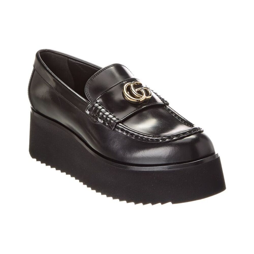 Gucci Double G Creeper Leather Loafer, Black